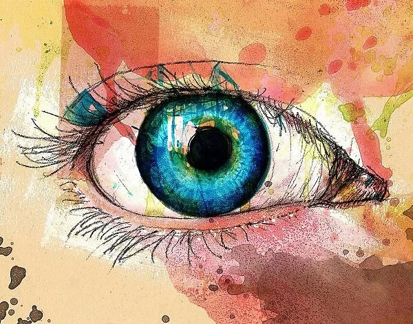 blue eye. Blue eye, acrylic, Pencil, Digital-PixelIllustration