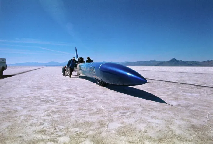Framed Print : The Blue Flame Rocket Powered Automobile on Salt Flats Framed Print : The Blue Flame Rocket Powered Automobile on Salt Flats