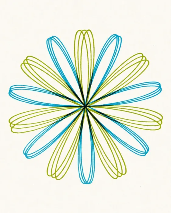 Framed Print : Blue and green flower illustration Framed Print : Blue and green flower illustration