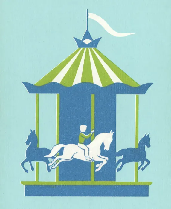Framed Print : Blue and Green Merry-go-Round Framed Print : Blue and Green Merry-go-Round