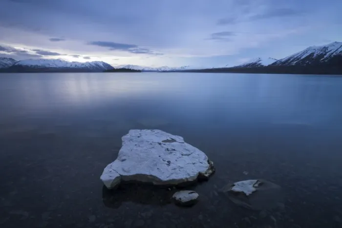 Framed Print : Blue Hour, dusk, at Lake Tekapo in front of mountain range, Canterbury Region, South Island, New Zealand Framed Print : Blue Hour, dusk, at Lake Tekapo in front of mountain range, Canterbury Region, South Island, New Zealand
