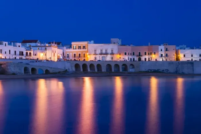 Framed Print : Blue hour, dusk, Seno della Purita city beach, historic centre with the church Chiesa della Purita, Gallipoli, Province of Lecce, Apulia, Italy Framed Print : Blue hour, dusk, Seno della Purita city beach, historic centre with the church Chiesa della Purita, Gallipoli, Province of Lecce, Apulia, Italy