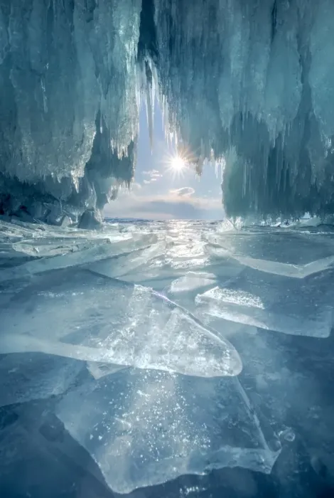 Framed Print : The blue ice cave at lake Baikal Framed Print : The blue ice cave at lake Baikal