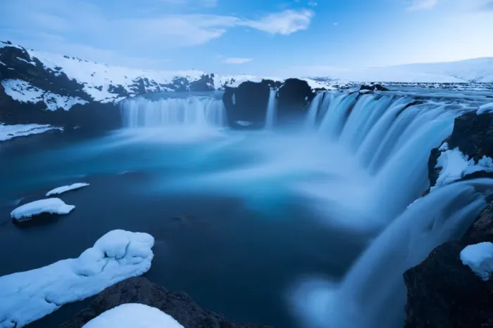 Framed Print : Blue light Godafoss Iceland Framed Print : Blue light Godafoss Iceland