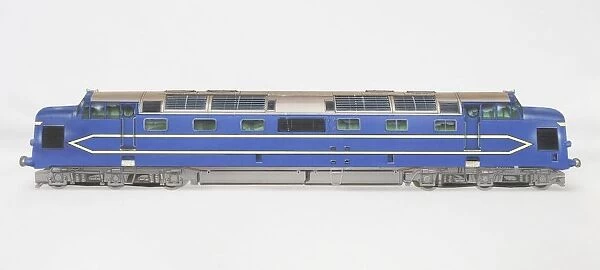 Blue locomotive, elevated view
