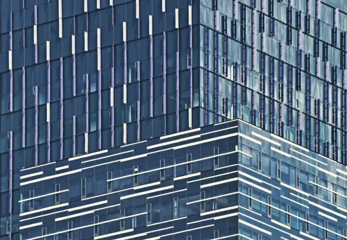 Framed Print : Blue Max. A color photograph of a large, blue colored skyscraper in downtown Seattle