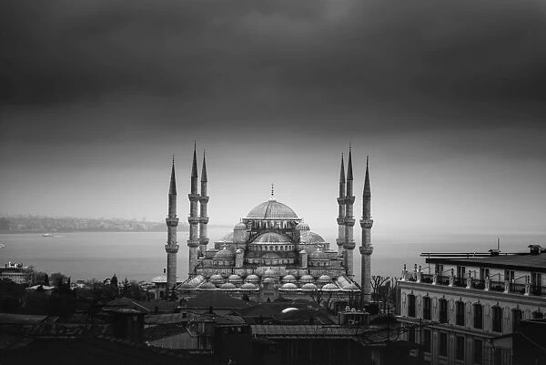 Blue mosque in Black and white