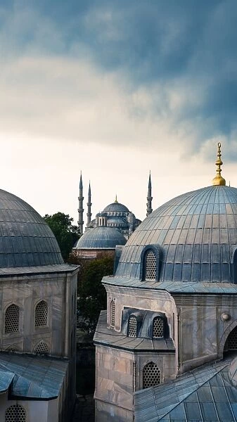 Blue mosque and domes in Istanbul, Turkey