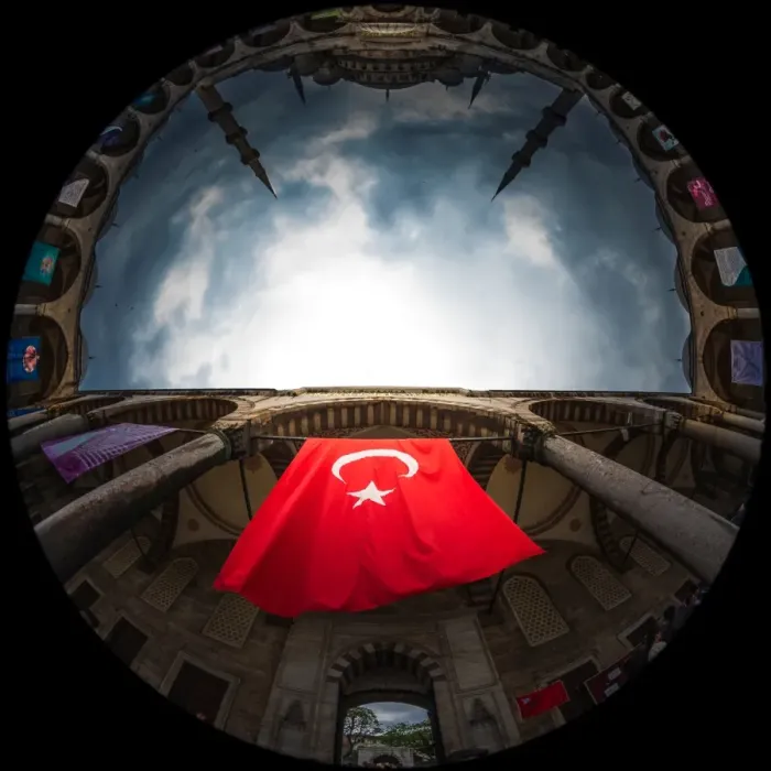 Framed Print : Blue mosque in fisheye view Framed Print : Blue mosque in fisheye view