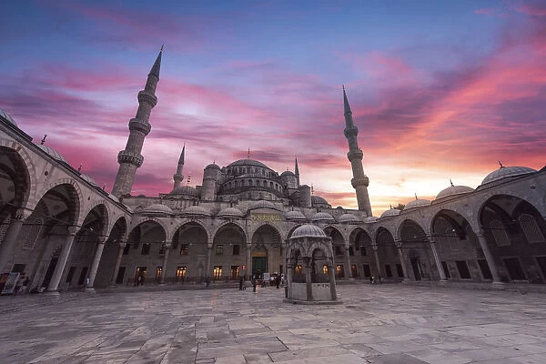The Blue Mosque at twilight time in Istanbul, Turkey