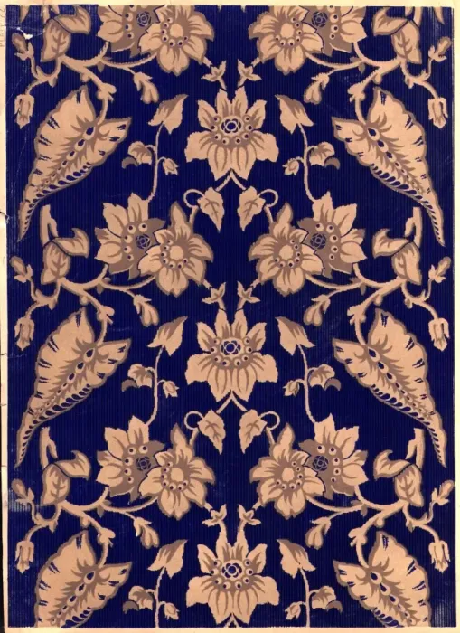 Framed Print : Blue Silk. 1853: A blue silk brocade designed especially for the Great Framed Print : Blue Silk. 1853: A blue silk brocade designed especially for the Great