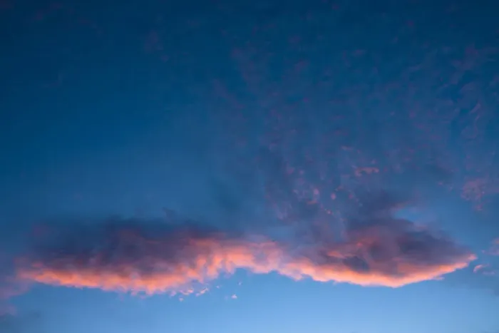 Framed Print : Blue sky with a pink cloud, sunset Framed Print : Blue sky with a pink cloud, sunset