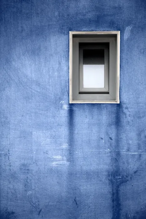 Framed Print : Blue wall with a window Framed Print : Blue wall with a window