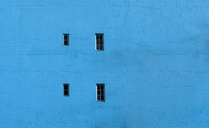 Framed Print : Blue Windowed Wall Framed Print : Blue Windowed Wall