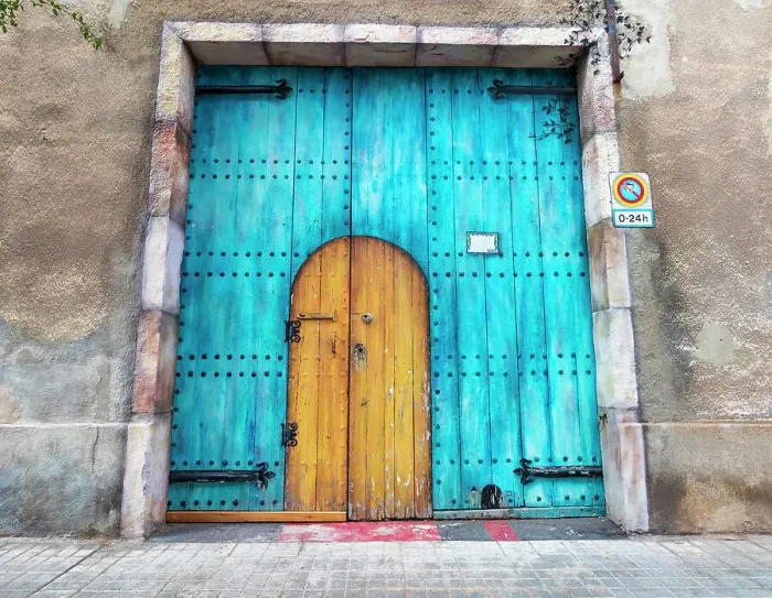 Framed Print : Blue wooden door Framed Print : Blue wooden door