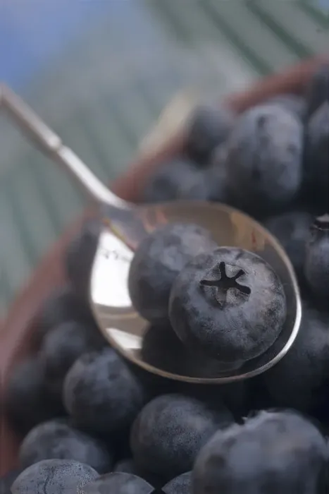 Framed Print : Blueberries with spoon