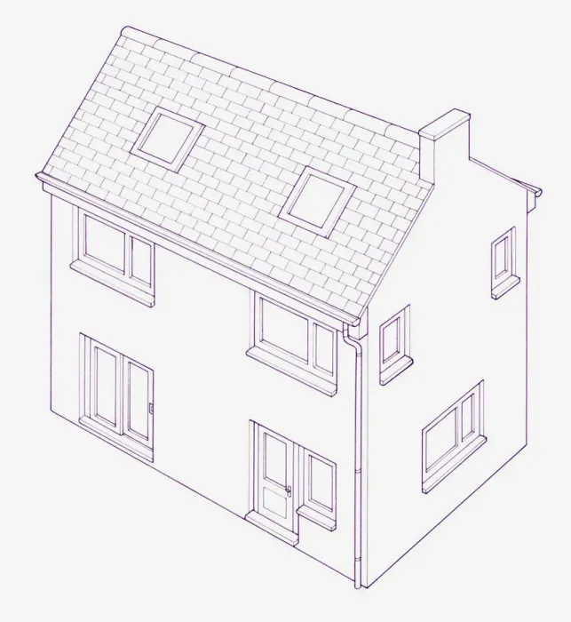 Framed Print : Blueprint illustration of house Framed Print : Blueprint illustration of house