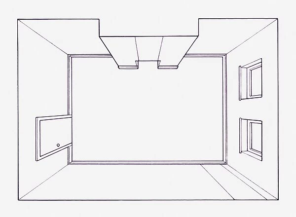 Blueprint illustration of of building interior