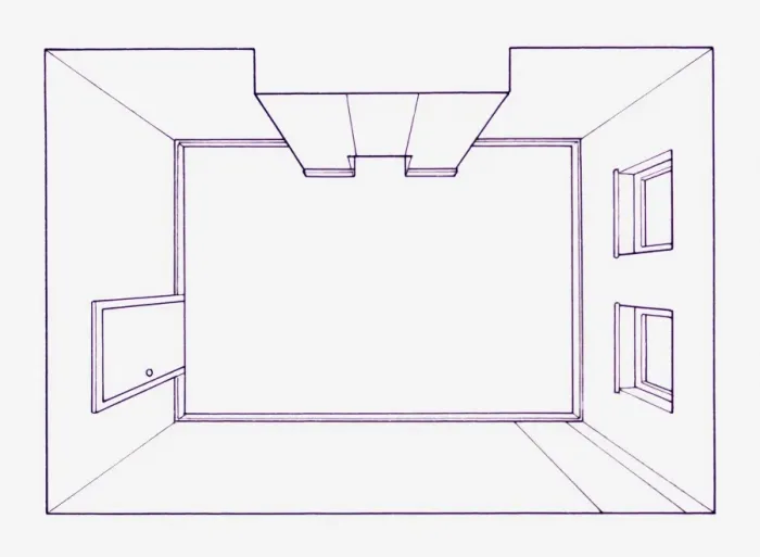 Framed Print : Blueprint illustration of of building interior Framed Print : Blueprint illustration of of building interior