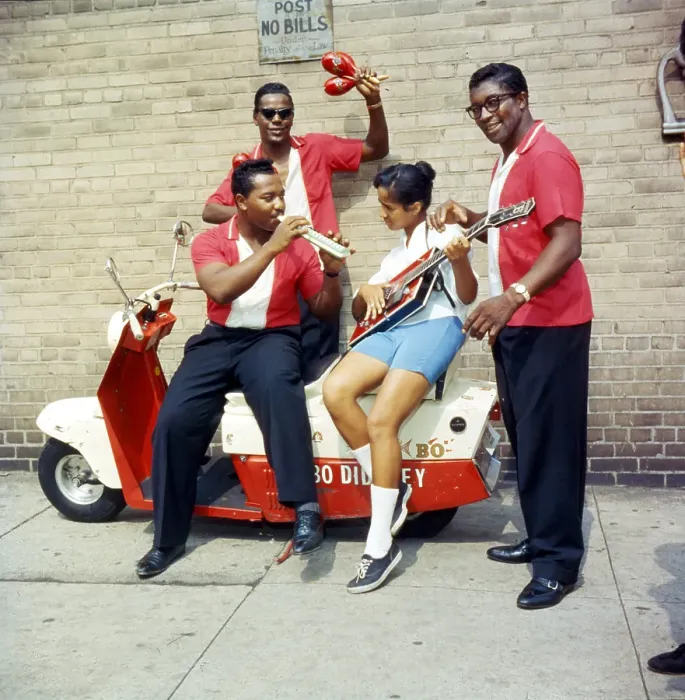 Framed Print : Bo Diddley & His Band On A Scooter Framed Print : Bo Diddley & His Band On A Scooter
