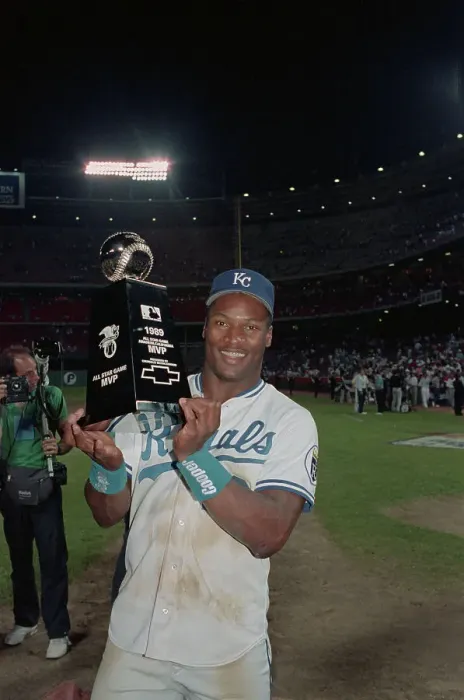 Framed Print : Bo Jackson Holding MVP Trophy Framed Print : Bo Jackson Holding MVP Trophy