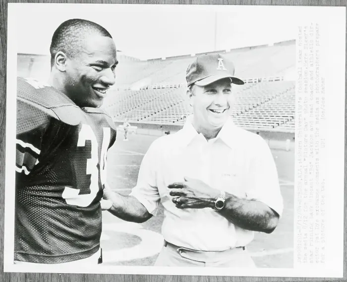 Framed Print : Bo Jackson Smiling with Coach Pat Dye Framed Print : Bo Jackson Smiling with Coach Pat Dye