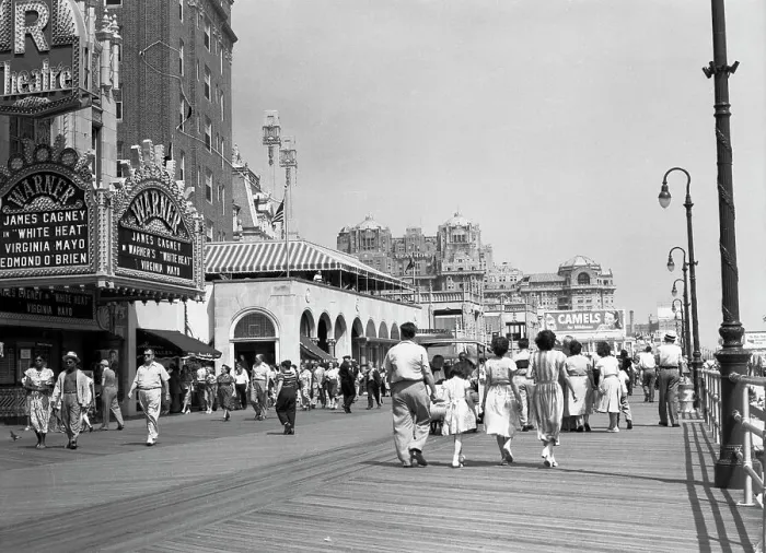 Framed Print : Boardwalk Scene Warner Theatre on Left Framed Print : Boardwalk Scene Warner Theatre on Left