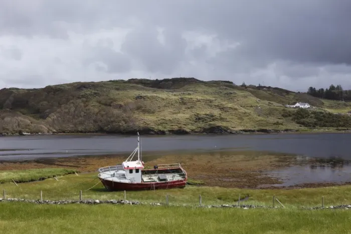 Framed Print : Boat ashore, Teelin Bay, County Donegal, Ireland, Europe, PublicGround Framed Print : Boat ashore, Teelin Bay, County Donegal, Ireland, Europe, PublicGround
