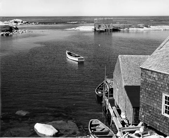 Framed Print : Boat Floating On Water In Prospect, Nova Scotia, Canada