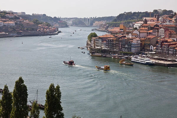 Boats cruising on the Douro river Porto