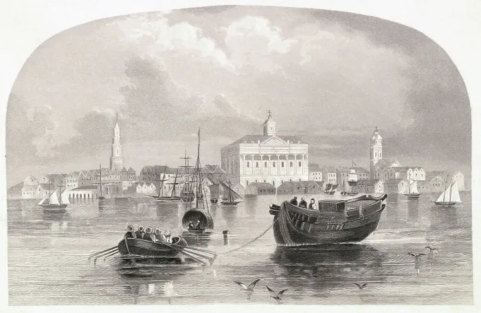 Framed Print : Boats Along the Edge of Charleston