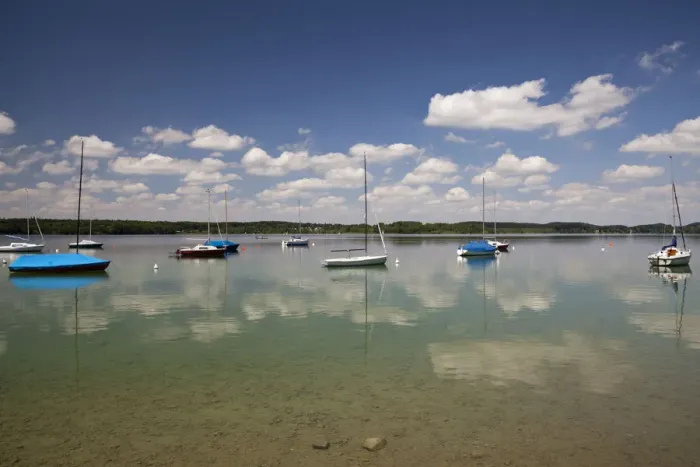 Framed Print : Boats on Lake Woerth, Erling, Andechs, Funfseenland, Upper Bavaria, Bavaria, Germany Framed Print : Boats on Lake Woerth, Erling, Andechs, Funfseenland, Upper Bavaria, Bavaria, Germany