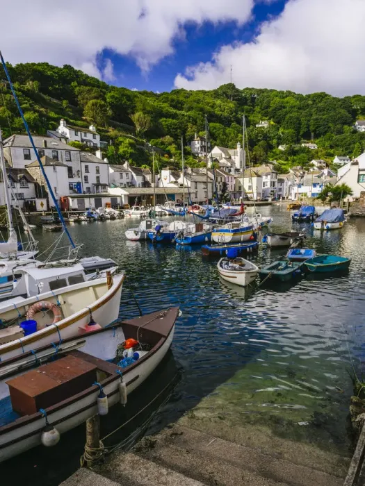 Framed Print : Boats moored in Polperro Harbour, Cornwall, UK Framed Print : Boats moored in Polperro Harbour, Cornwall, UK