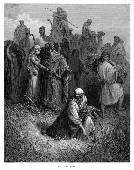 Framed Print : Boaz and Ruth engraving 1870 Framed Print : Boaz and Ruth engraving 1870