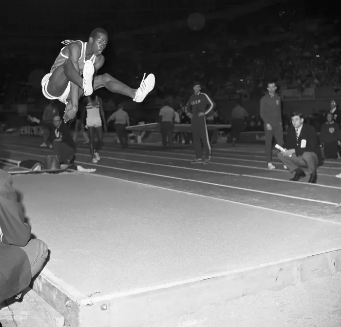 Framed Print : Bob Beamon in Air During Long Jump Framed Print : Bob Beamon in Air During Long Jump