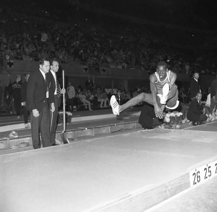 Framed Print : Bob Beamon Performing in Long Jump Framed Print : Bob Beamon Performing in Long Jump