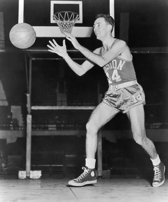 Framed Print : Bob Cousy. circa 1950: Full-length image of American basketball player Bob Cousy Framed Print : Bob Cousy. circa 1950: Full-length image of American basketball player Bob Cousy