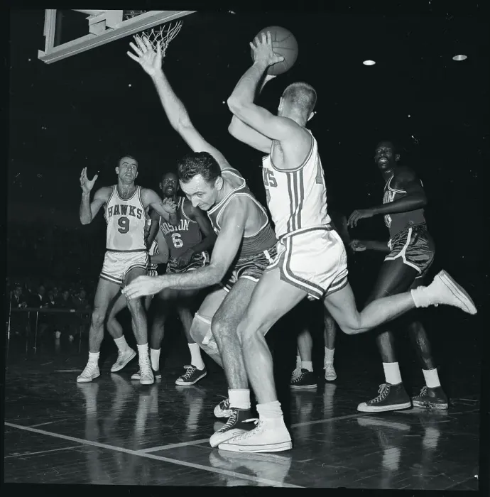 Framed Print : Bob Cousy Blocking Vern Hatton Framed Print : Bob Cousy Blocking Vern Hatton