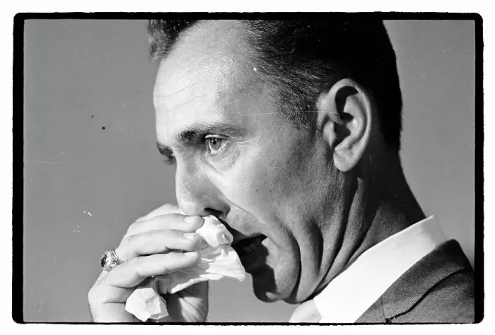 Framed Print : Bob Cousy Crying at News Conference Framed Print : Bob Cousy Crying at News Conference