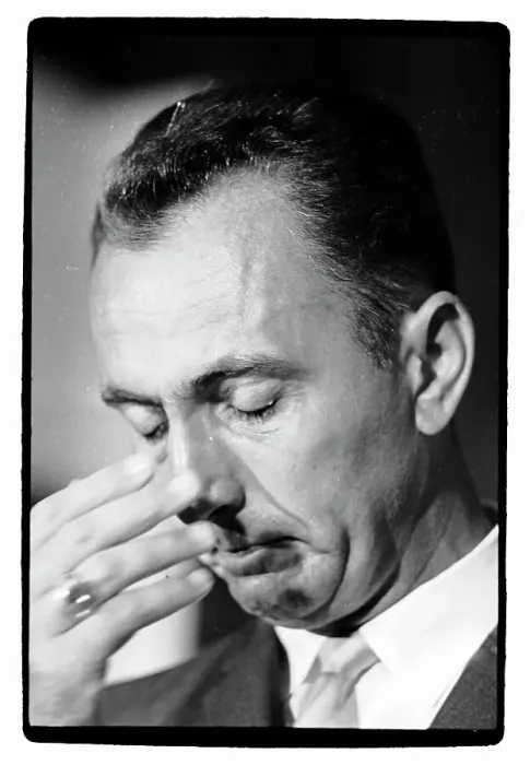 Framed Print : Bob Cousy Crying at News Conference Framed Print : Bob Cousy Crying at News Conference