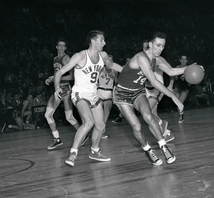 Framed Print : Bob Cousy Dribbling Around Opponent Framed Print : Bob Cousy Dribbling Around Opponent