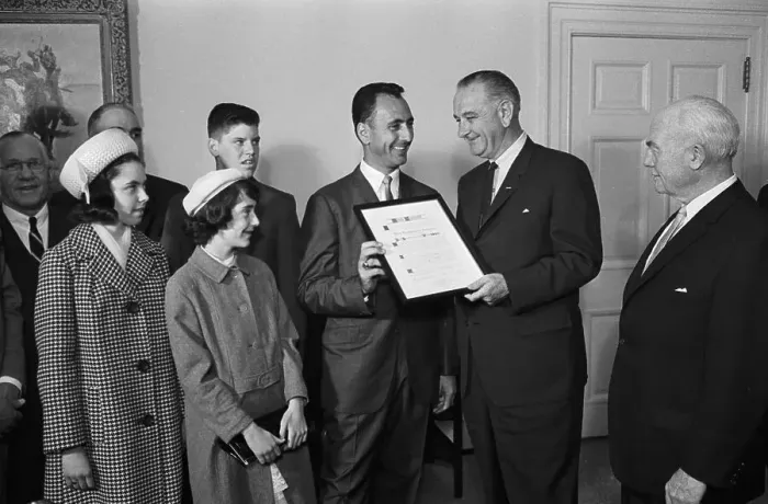 Framed Print : Bob Cousy Getting Award From Johnson Framed Print : Bob Cousy Getting Award From Johnson