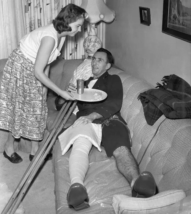 Framed Print : Bob Cousy Relaxing From Injury at Home Framed Print : Bob Cousy Relaxing From Injury at Home