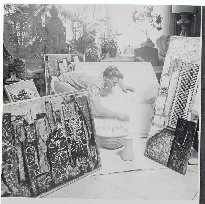 Framed Print : Bob Crewe with Paintings Framed Print : Bob Crewe with Paintings