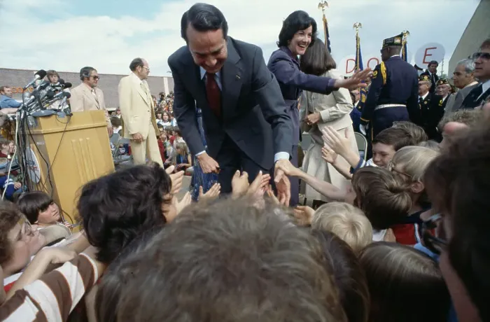 Framed Print : Bob Dole. Senator Bob Dole (1923 - 2021) shaking hands with children while Framed Print : Bob Dole. Senator Bob Dole (1923 - 2021) shaking hands with children while