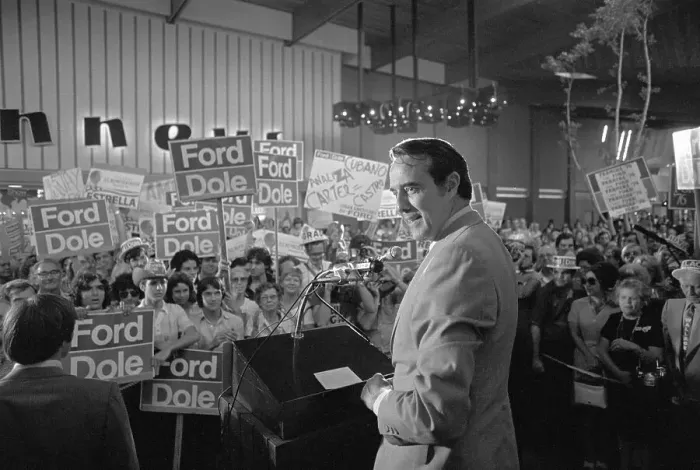 Framed Print : Bob Dole Making Speech in Shopping Center Framed Print : Bob Dole Making Speech in Shopping Center