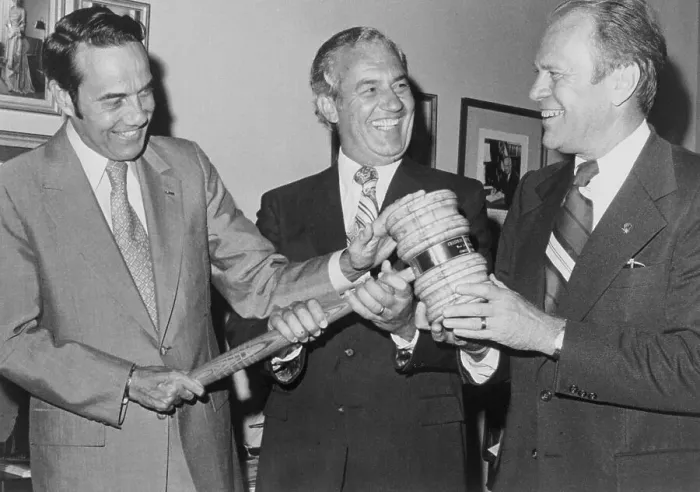 Framed Print : Bob Dole Receiving Large Gavel