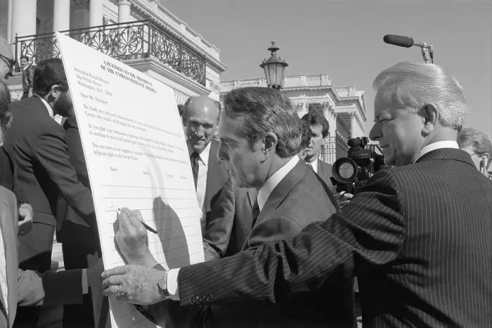 Framed Print : Bob Dole Signing Petition Framed Print : Bob Dole Signing Petition