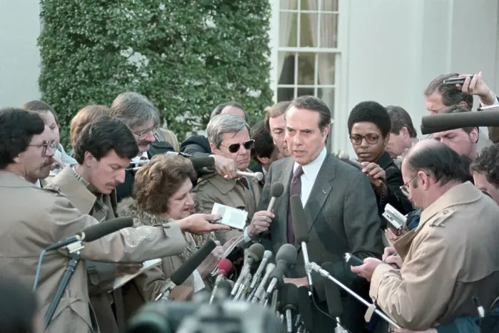 Framed Print : Bob Dole Speaking to Reporters Framed Print : Bob Dole Speaking to Reporters