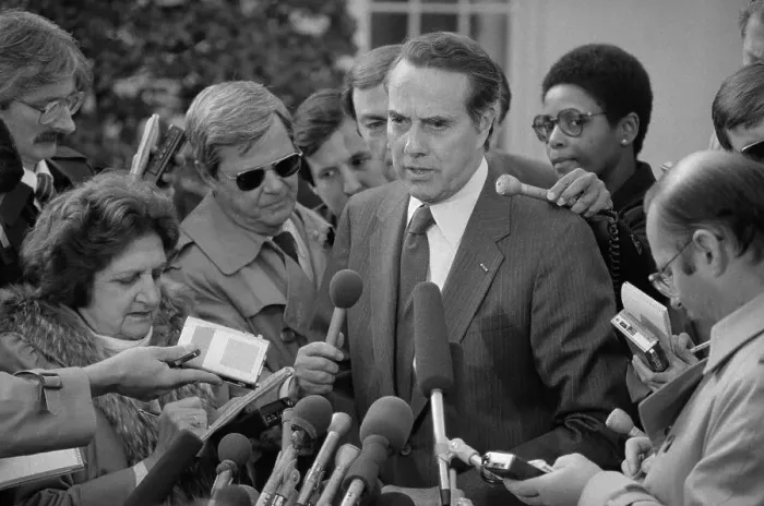 Framed Print : Bob Dole Talking to Reporters Framed Print : Bob Dole Talking to Reporters